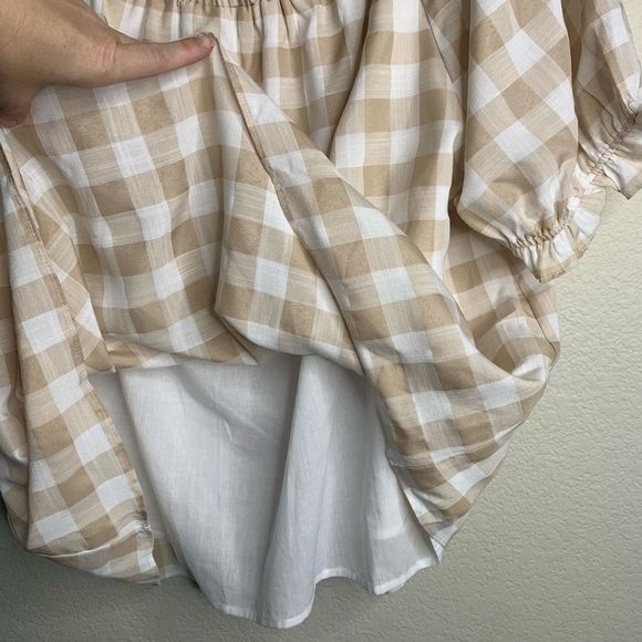 English Factory Women's Cream & White Plaid Off-The-Shoulder Blouse Size 2X NWT - Picture 8 of 10